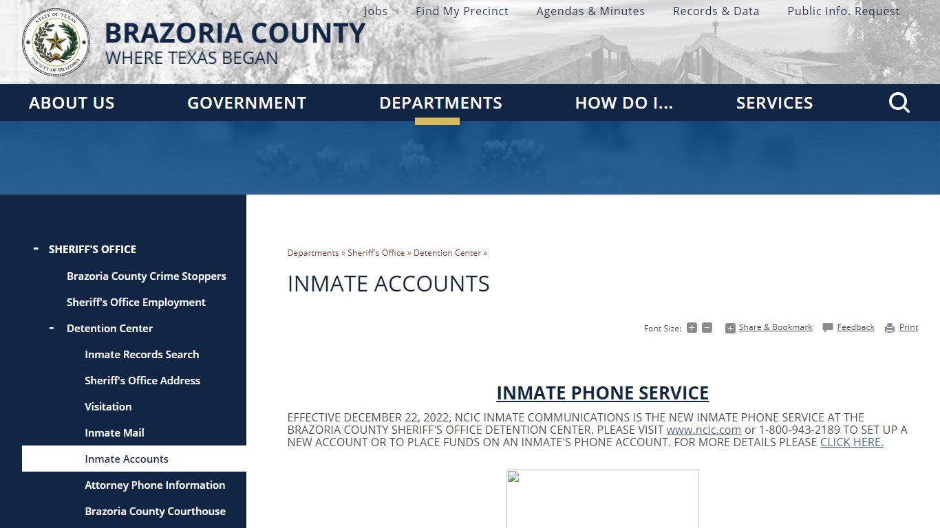 Inmate Accounts | Brazoria County, TX